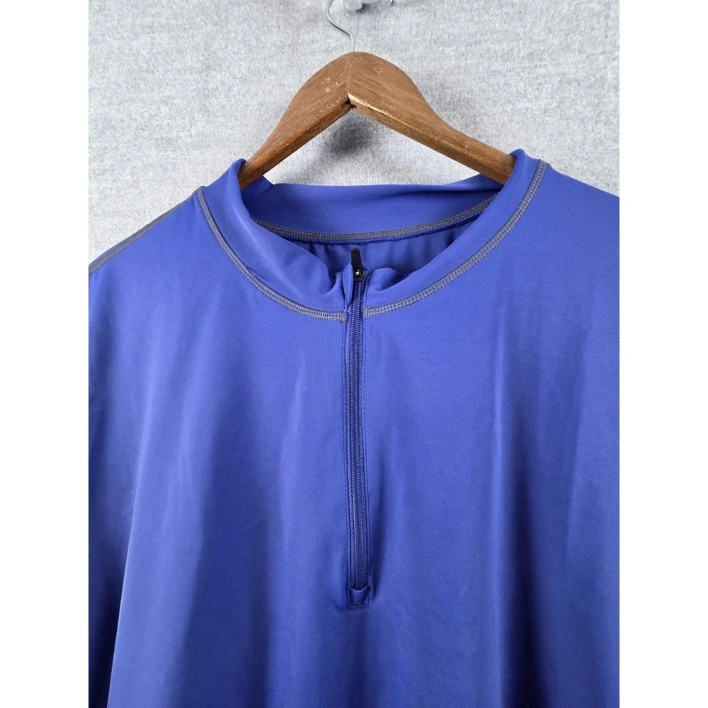Lands End 2XL Rash Guard‎ Sport Moisture Wick Shirt Royal Blue Zip Close Beach